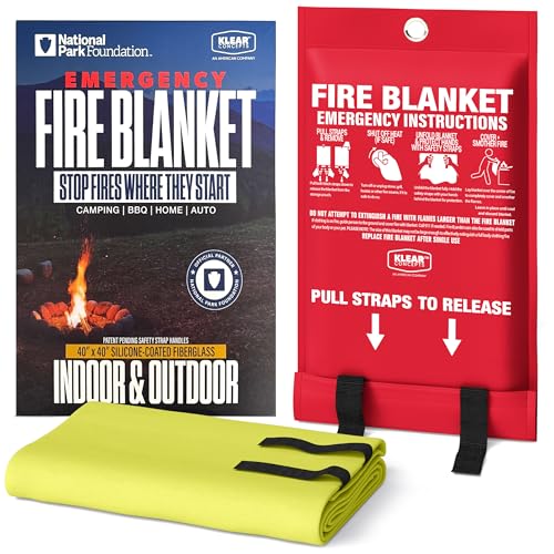 Emergency Fire Blanket, 40x40 Silicone-Coated UM9 Fiberglass 1612°F, 1-Pack